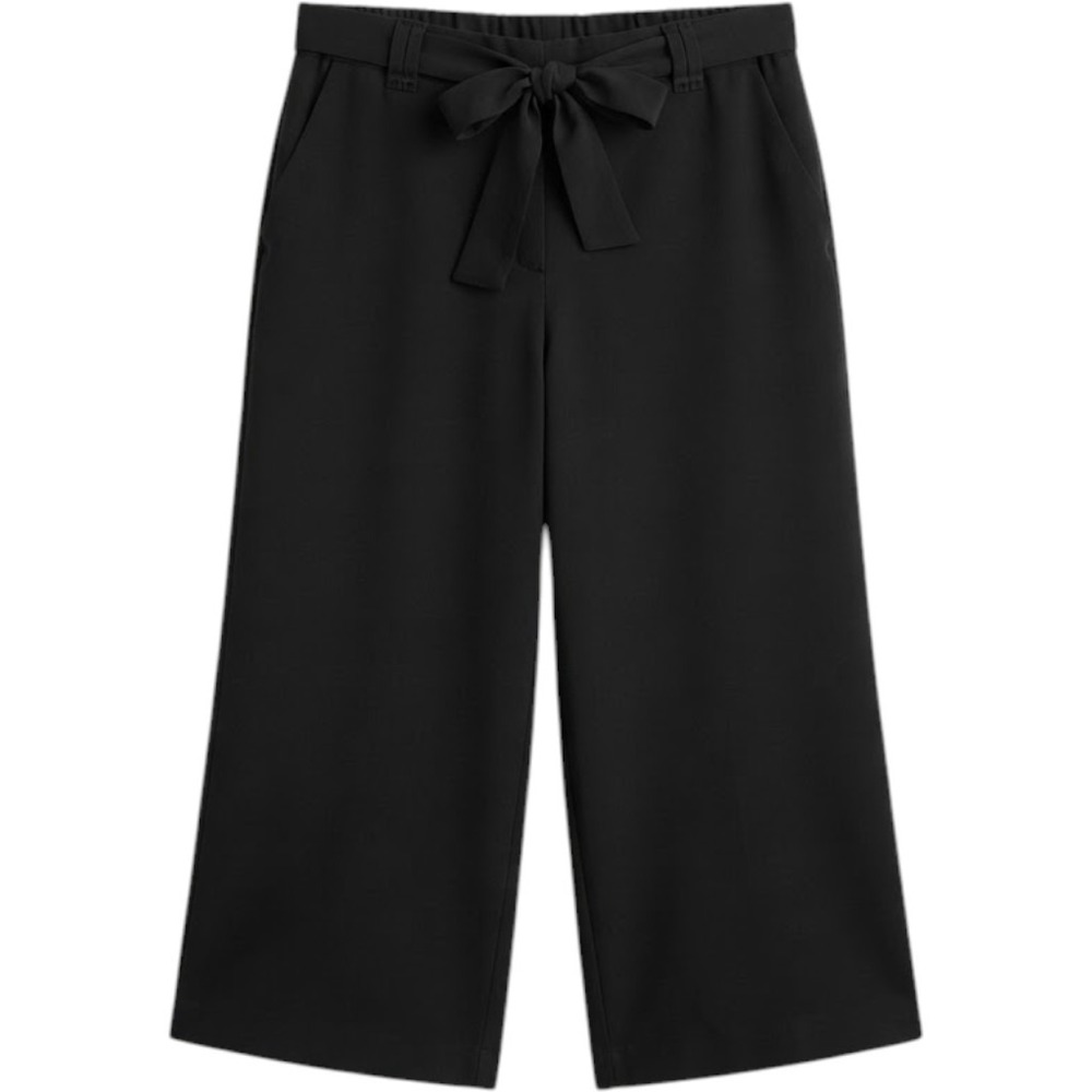 Cynthia Rowley Woman Black Tie Waist Wide Leg Culotte Pants Plus Size 18W